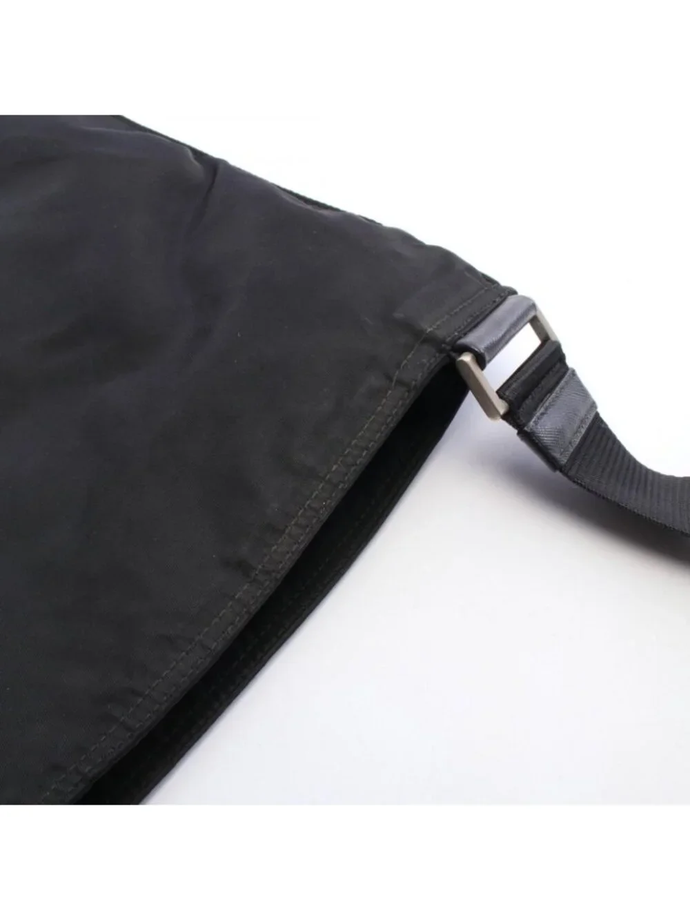 Prada Shoulder Bag Skull Studs Triangle Logo Black Silver Nylon Leather